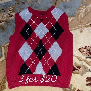 Basic Editions red argyle sweater vest 4-5 years 3itemsfor$20